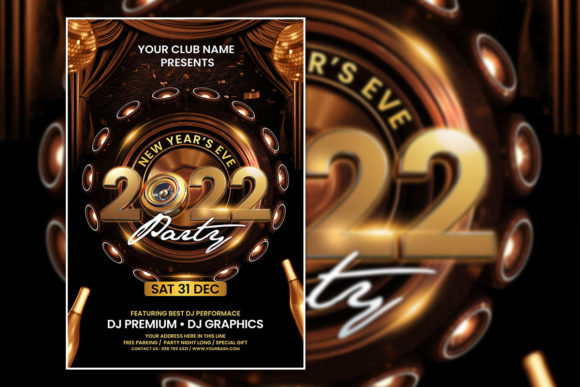 Black Gold New Year Poster Template